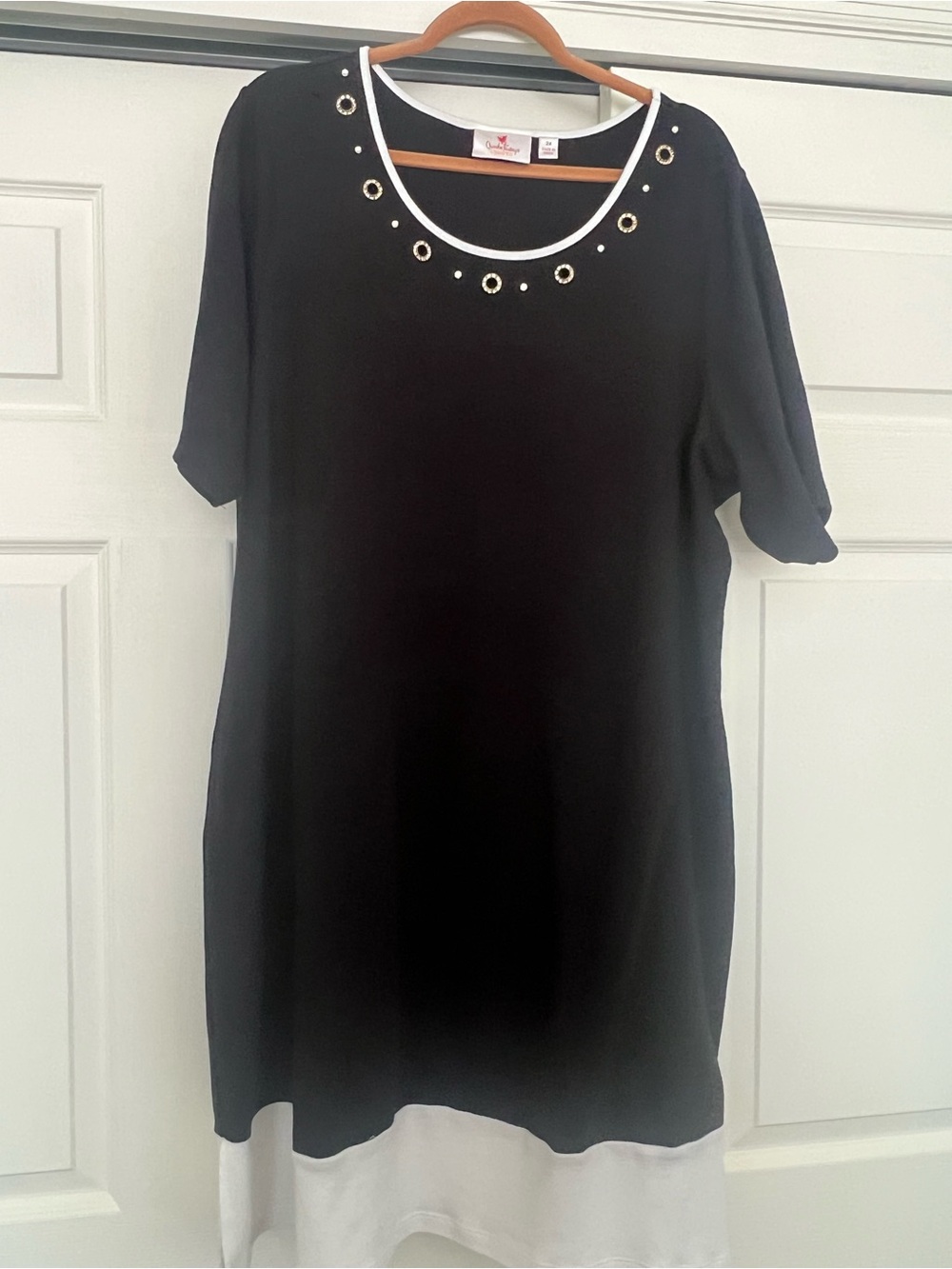 Quacker Factory Black Dress with White Trim and Accents, Size 2x